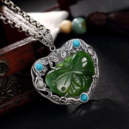 2018 Hot Sale New Jasper Pure Inlay Hetian Restoring Ancient Ways Women Wholesale High-grade Sweater Chain Pendant