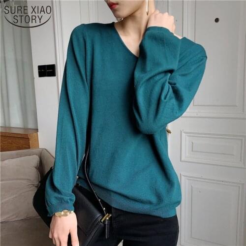 2021 Knitted Long Sleeve Women Tops and Blouse Clothes Solid Loose Spring Autumn Office Lady Shirts Blusas Mujer De Moda 10129