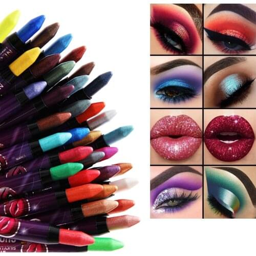 24 Colors Highlighter Eyeshadow Stick Eye Shadow Pencil Without Drying Eyes Makeup Pen Shimmer Liner Stick Cosmetics Maquiagem