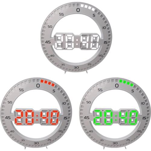 3D LED Wall Clock with Date, Alarm,Temperature, 12/24 Hours Wall Mount Clock