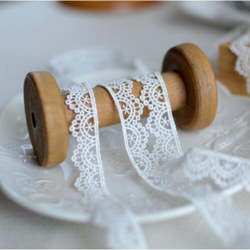 2 Meters Width 1.4cm White Embroidered Lace Fabric DIY Sewing Water Soluble Lace Trim Ribbon For Apparel Wedding Decor Supplies