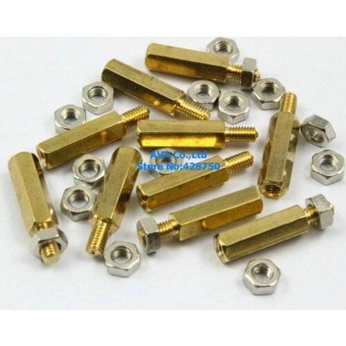 50 M3x6mm Male Female Hex PCB Standoff Spacers 15mm Body Length with Nuts