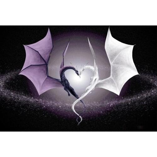 Full Square 5D DIY Round Diamond Painting Black white Dragon Diamond Embroidery Pictures Of Rhinestones Mosaic Decoration CV316