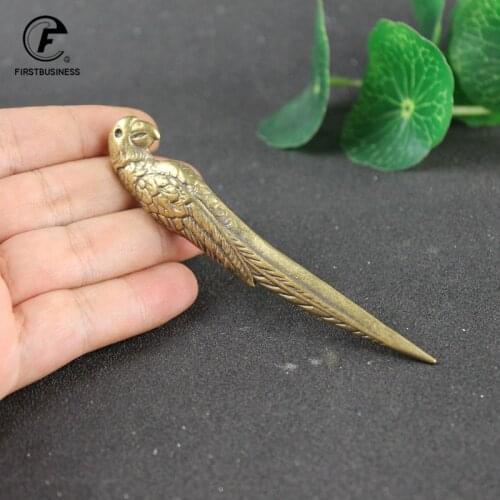 Antique Bronze hummingbird Bird Statue Ornaments Classical Vintage Brass tea Needle Breaking Prying Tea Brick Professional Tool