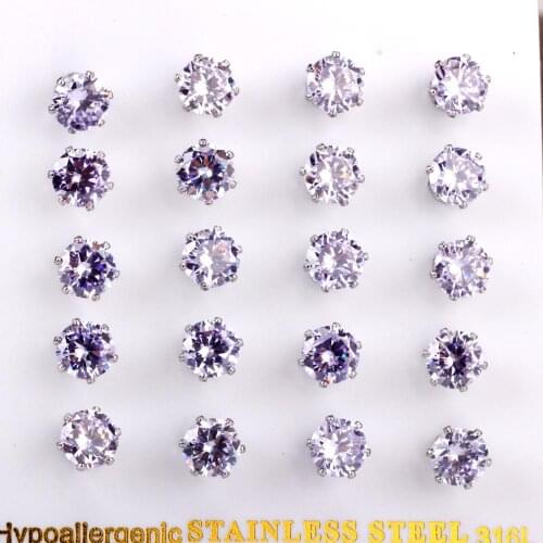 ASONSTEEL Trendy Tiny Earring 10 pairs/lot Blue Crystal 3-10mm Stud Earrings for Women Girls Fashion Gift Jewelry Accessories