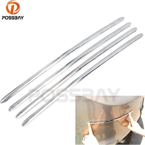 POSSBAY 4Pcs Universal Car Decals Front Rear Bumper Corner Sticker Strip Crash Bar Trim Stickers Chrome Body Protector Guards