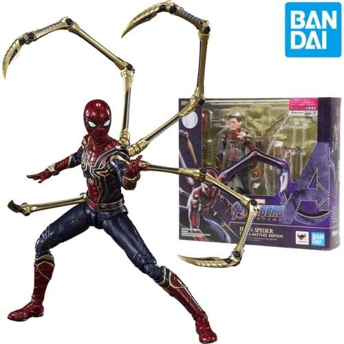 Bandai Tamashii Nations Marvel Avengers Endgame Iron Spider Final Battle S.h.figuarts Action Figure Spiderman Model Kids Toys