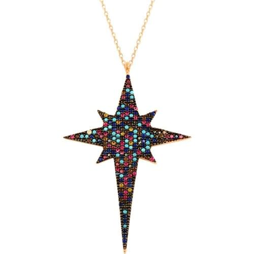 Boho Northstar Necklace North Pole Necklace Pole Star Necklace 925 Sterling Silver Bohemian Fashion Mujer Collier Femme New