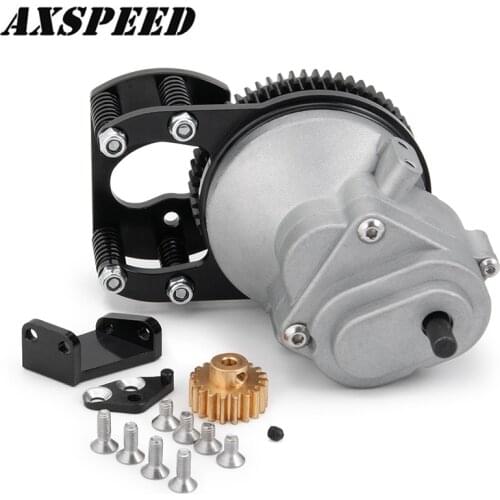 AXSPEED Transmission Case Center Gearbox with Motor Gear Metal Assembled Transmission Gearbox for 1/10 RC Crawler Car D90 D110