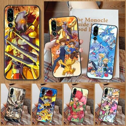 Anime Digimon Adventure Phone Case For Huawei P Mate P10 P20 P30 P40 10 20 Smart Z Pro Lite black fashion Etui trend waterproof