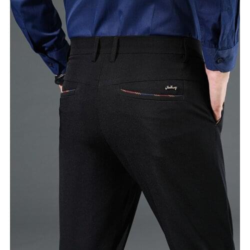 Business Casual Mens Thin Suit Trousers 2021 Spring And Summer New Loose Straight Stretch Pants Male High-End Brand Clothes