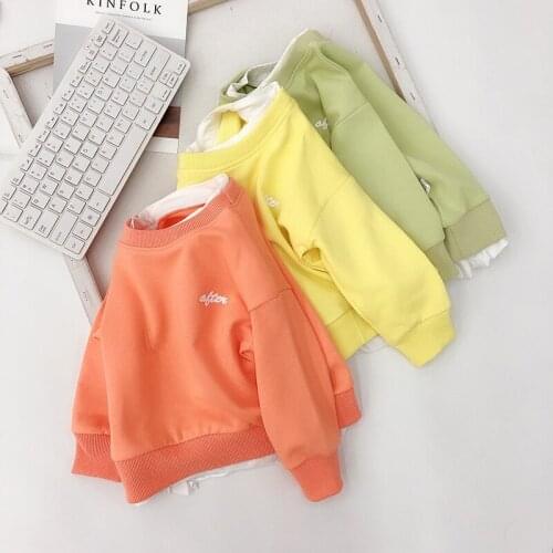 Childrens Clothing Spring New Baby Boys Girls Casual Fake Two Hoodies Fashion Cotton Loose Kids Pullovers Toddler Sweatshirts
