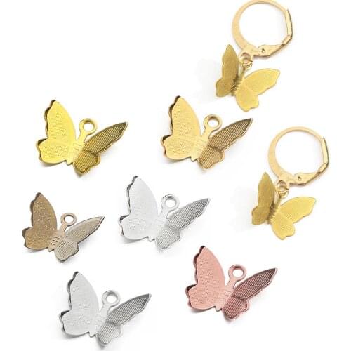 100pcs 11x13mm Metal Copper Butterfly Filigree Wraps Connectors Charm Pendant Supplies For DIY Earrings Necklace Jewelry Making