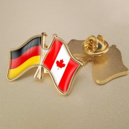 Germany and Canada Crossed Double Friendship Flags Lapel Pins Brooch Badges