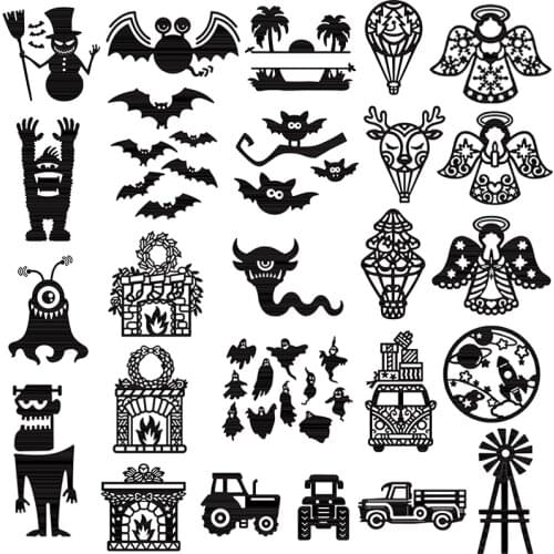 Halloween Bats Ghosts Monsters Hot Air Balloons Angels Metal Cutting Dies For DIY Scrarpbooking Embossing Cards Crafts 2021 New