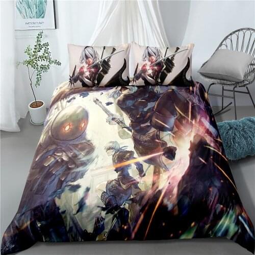 NiRAutomata Series Bedding Set Japanese Animation Soft Microfiber Quilt Cover With Pillowcase A Full Set of Large king-Size Home