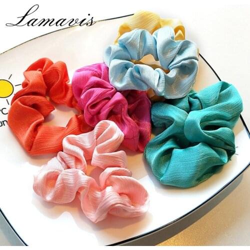 Korean Delicate Mercerized Texture Stripe Color Hair Ring Web Celebrity Sweet Ball Head Donut Cloth Art Head Rope