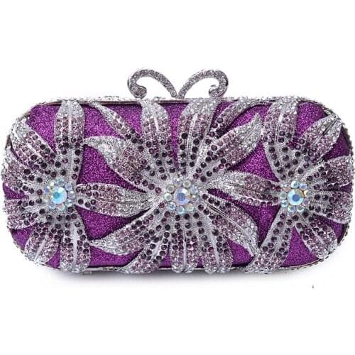 Blue/pink/gold/purple Crystal Purse Evening Minaudiere crossbody messenger Bags Wedding Prom Bridal Metal Handbags Clutch wallet