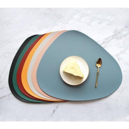Leather Placemat Tableware Pad PU Leather Oil Water Resistant Heat Insulation Non-Slip Tablemat Coaster Kitchen Washable Coaster
