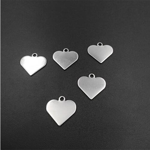 100pcs 14*16mm stainless steel heart-shaped pendant LOGO Tags End Tail for Necklace Bracelet DIY Jewelry Findding