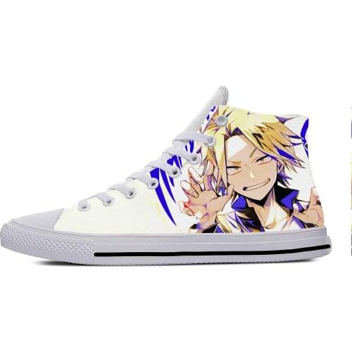 Japan Anime My Hero Academia Kaminari Denki Funny Casual Canvas Shoes High Top Harajuku Breathable 3D Printed Men women Sneaker
