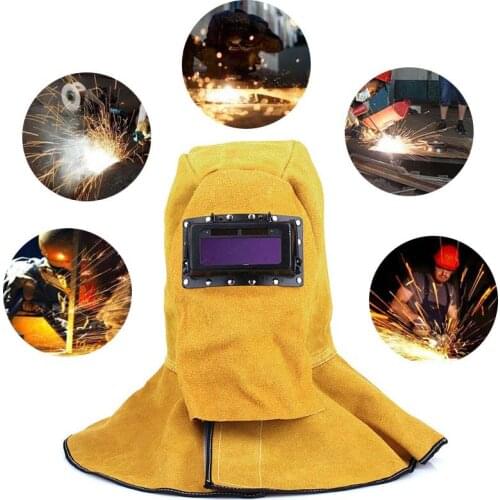 Cowhide Welding Masks Anti-Spatter and High Temperature Welding Helmet Welder Suit Eyes Protection -15°-65° Arc Tig Mig Mascara
