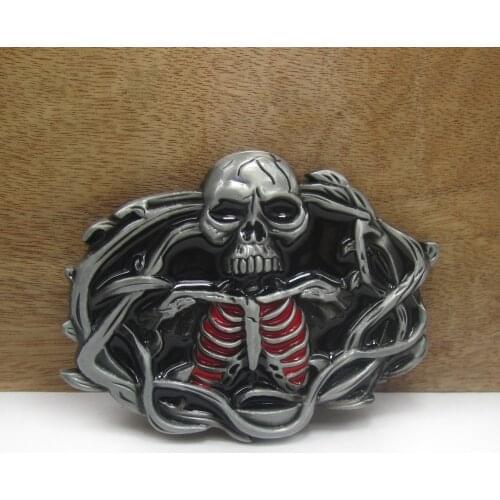 BuckleClub zinc alloy cool skull belt buckle western jeans gift cowboy belt buckle FP-03148 for men 4cm width loop drop shipping