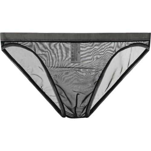 Mens Low Rise Underwear Briefs Sexy Breathable Thong Lingerie See Through Mens Mesh Transparent Quick Dry Underwear