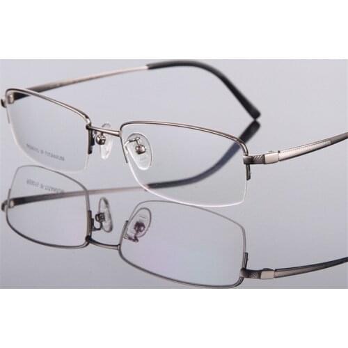 Mens fashion eyeglass gold ultralight titanium frames eye glasses for men optical frame Thin leg half-rimmed 015