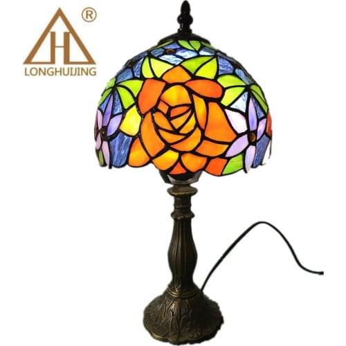 12 Inch Tiffany Table Lamp Stained Glass European Baroque Classic for Living Room E27 110-240V