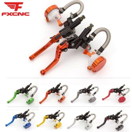Orange Adjustable Universal Motorcycle Hydraulic Clutch Brake Pump Master Cylinder Set For 7/8'' Handlebar 125cc - 400cc Racing
