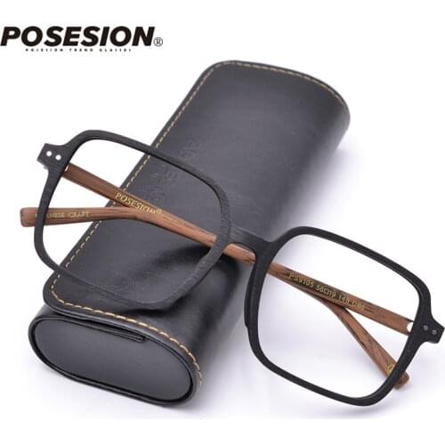 POSESION Oversized Square Ultralight Wooden Glasses Frames luxury brand Men Women Optical Myopia Prescription Eyeglasses Frame