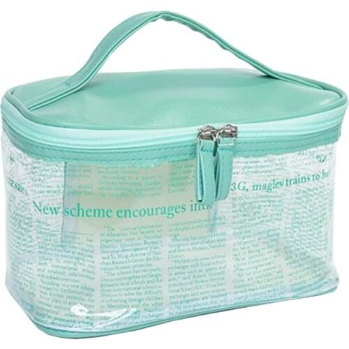 Coofit 1pc Clear Toiletry Bag Top Handle Waterproof Cosmetic Bag Transparent Makeup Bag Zipper Pouch For Outdoor Travel