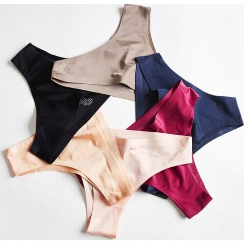 Three pieces of silk ladies shorts sexy underwear suits low-rise seamless underwear transparent big yards thongs to lose weight