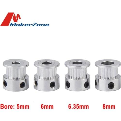 1/5 PCS GT2 20 Teeth Timing Pulley Bore 5mm 6mm 6.35mm 8mm Shaft Alumium Pulley for 6mm Belt 3D Printer Parts