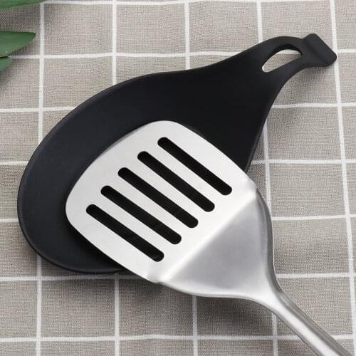 Silicone Heat Resistant Spoon Shelf Rest Utensil Spatula Holder Scoop Bracket Stand Gadget Kitchen Storage Tool