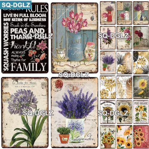 [SQ-DGLZ]Garden Rules Metal Sign Vintage Metal Plaque Plates Decor For Pub Bar Home Wall Decor Tin Signs Flower Poster Gift