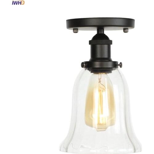 IWHD Nordic Style Glass Ceiling Lamp Living Room Bedroom Edison Loft Industrial LED Ceiling Light Plafondlamp Lamparas De Techo