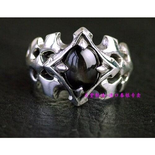 Thailand jewelry men rings star stone 925 silver inlaid silver ring