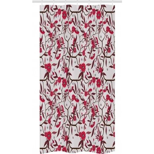 Warm Blooming Branches Shower Curtain Set Spring Garden Stars Waterproof Fabric Narrow Bath Curtain Bathroom Decor with Hooks