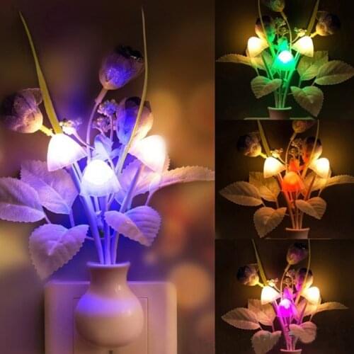 Tulip Flower Light Control Sensor LED Night Lights Cute Indoor Decorative Night Lamp for Bedroom Hallway Nursery Home Decor