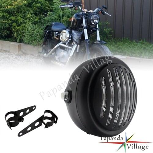 DC 12V Motorcycle Grill Vintage Headlight Front Light 6inch Head Lamp for Honda Cafe Racer CB400 CB750 GL100 CX500 CB175 CB650