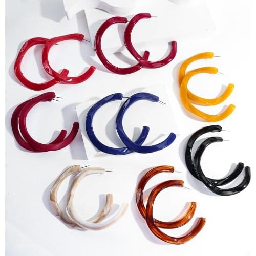 AENSOA C Shape Transparent Acrylic Big Hoop Earrings For Women Girls 2021 Trendy Geometric Circle Wave Earring Jewelry Gifts