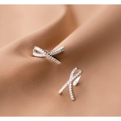 Women Jewelry Geometric Ear clip Earring Simply Deign High Quality Shiny Crystal Silvery Plating1 PC Ear clip For Women Gifts