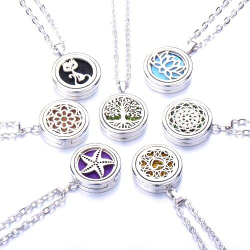 Aroma Box locket Necklace Stainless Steel Aromatherapy Essential Oil Diffuser Necklace Perfume Locket Pendant Jewelry For Women