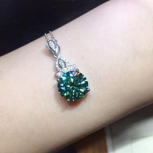 KOFSAC Luxury Necklaces For Women Silver Color Jewelry Shiny Zircon Green Round Pendant Lady Party Accessories Girl Gifts Joyas