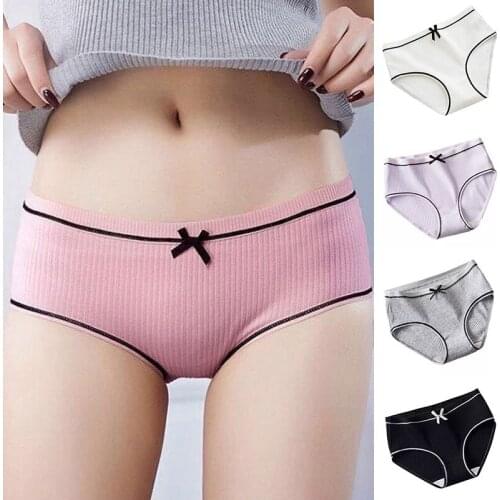 Womens Underwear Low Waist Cotton Comfort Threaded Underwears for Girls A7
