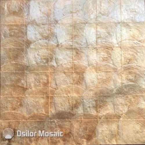 Golden color natural 100% capiz shell mother of pearl mosaic tile for living room or ceiling decoration