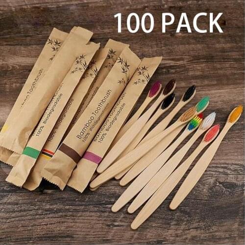 100 Eco Friendly Zero Waste Bamboo Resuable Toothbrushes Portable Adult Wooden Soft Tooth Brush Customized Laser Engraving Logo