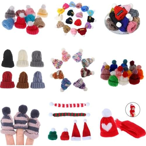 1/2/10pcs Random Knitted Hat Cute Doll Cap Fashion Colourful Headwear Accessories Mini Decorative Christmas Hat Scarf Towel